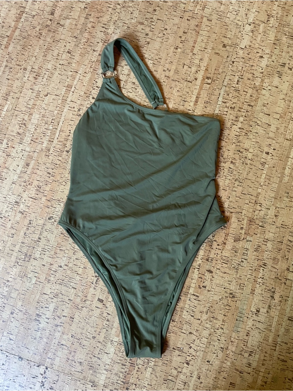 American Eagle Outfitters Olive One-Shoulder Swimsuit